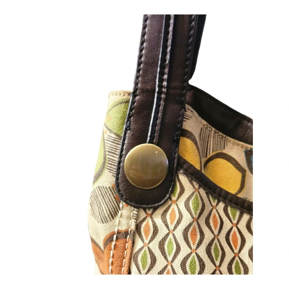 Relic Womens Retro Floral Canvas Hobo Shoulder Bag Brown Blue Yellow Multi Color